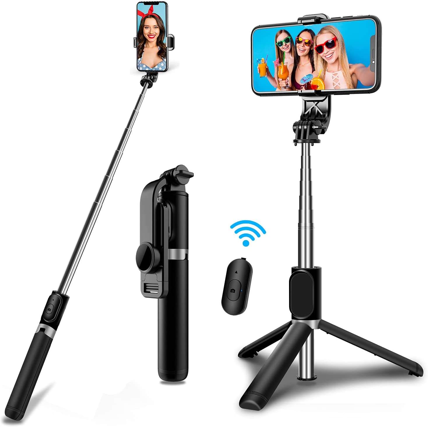 Tripé selfie stick com controle remoto sem fio, mini extensível 4 em 1-margarido.myshopify.com-Eletrônicos-MargaridoShop