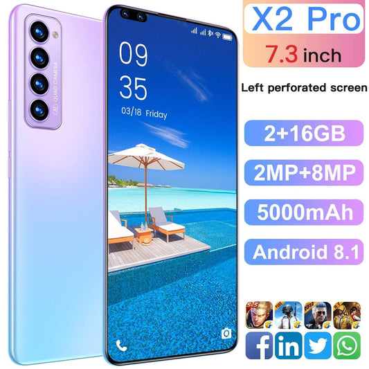 Smartphone X2Pro 7.3 polegadas 2GB RAM 16GB ROM Android 8.1 Celular desbloqueado Versão Global-margarido.myshopify.com-Telefonia-MargaridoShop